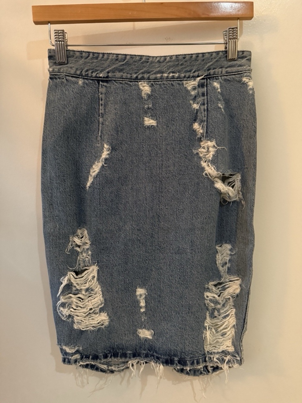 Acne Studios Fine Trash Distressed Blue Denim Skirt Size 36 NWT Vintage